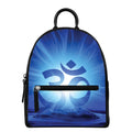 Mantra Om Print Leather Backpack