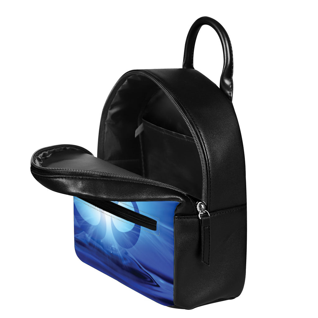 Mantra Om Print Leather Backpack