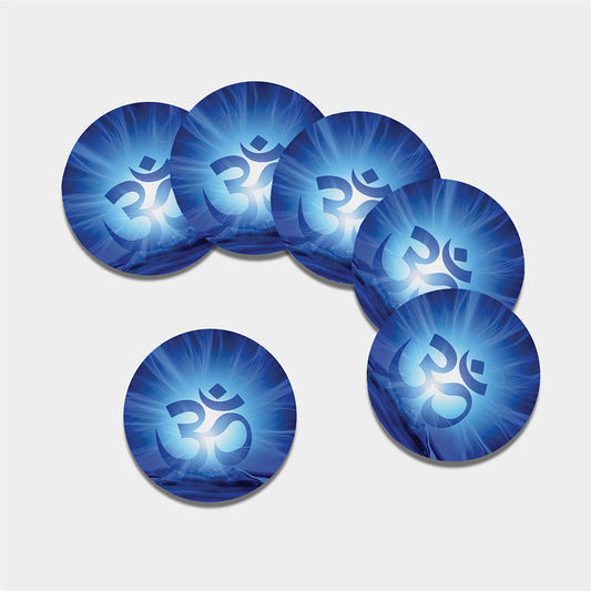 Mantra Om Print Leather Coaster Set
