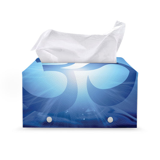 Mantra Om Print Leather Tissue Box Cover