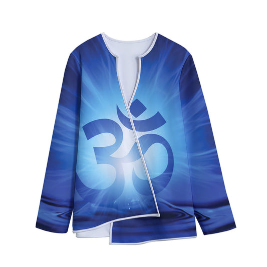 Mantra Om Print Long Sleeve Short Coat