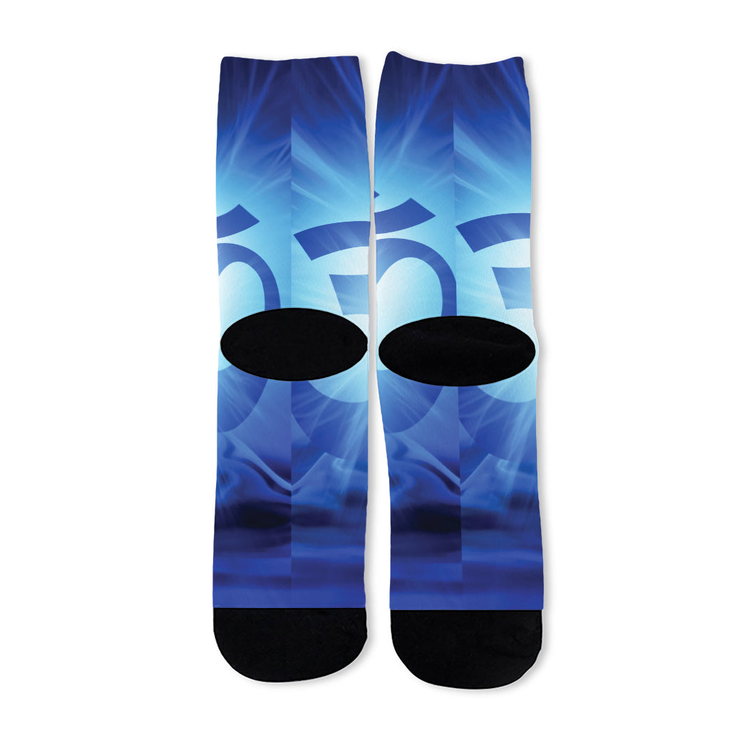 Mantra Om Print Long Socks