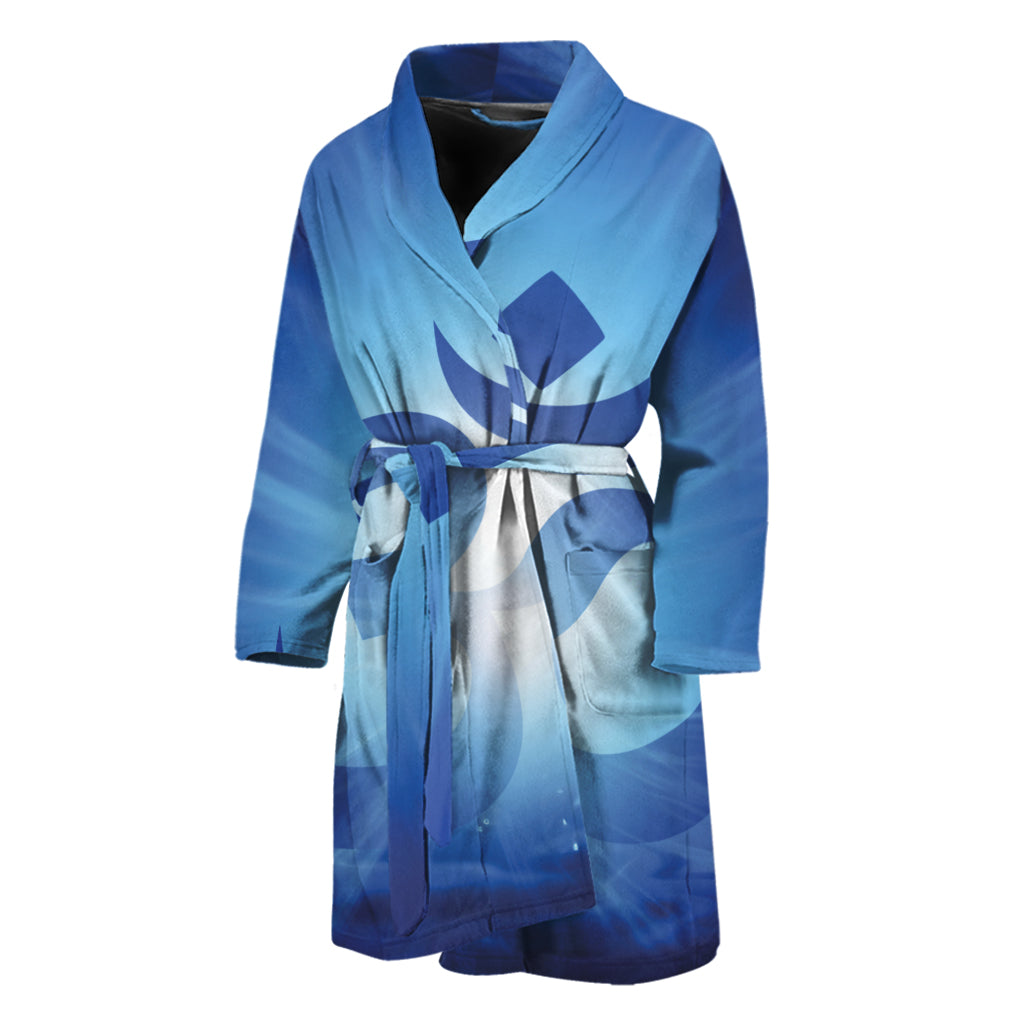 Mantra Om Print Men's Bathrobe