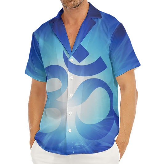 Mantra Om Print Men's Deep V-Neck Shirt