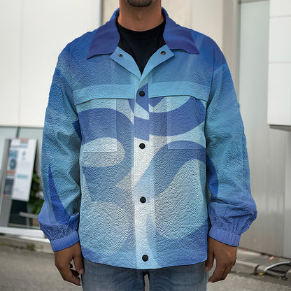 Mantra Om Print Men's Shirt Jacket