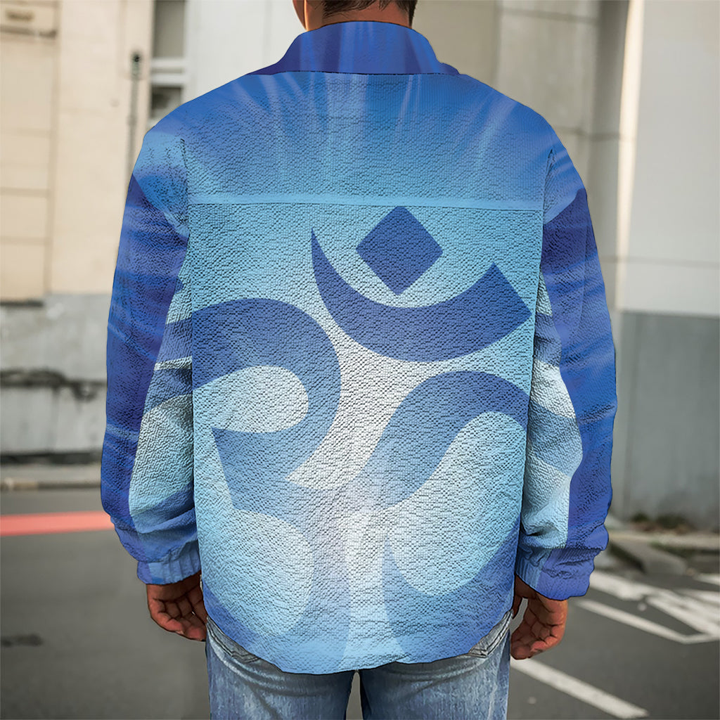 Mantra Om Print Men's Shirt Jacket