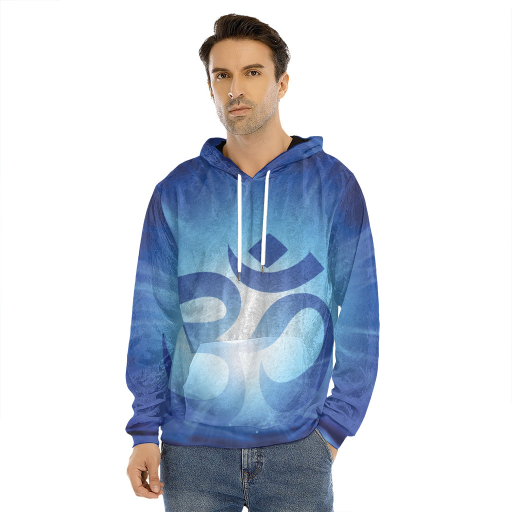 Mantra Om Print Men's Velvet Pullover Hoodie
