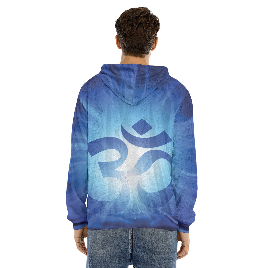 Mantra Om Print Men's Velvet Pullover Hoodie