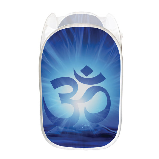 Mantra Om Print Mesh Laundry Hamper