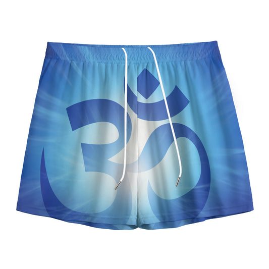 Mantra Om Print Mesh Shorts