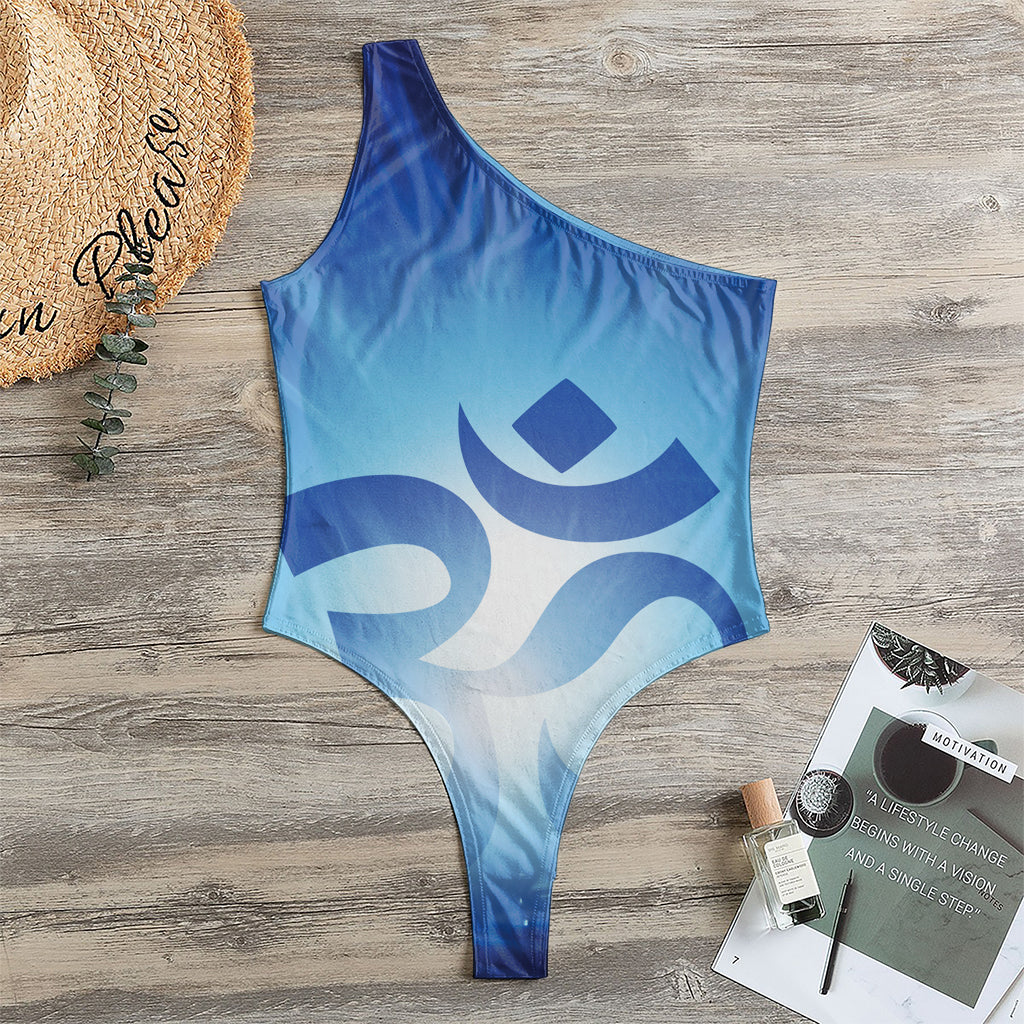 Mantra Om Print One Shoulder Bodysuit