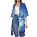 Mantra Om Print Open Front Beach Cover Up