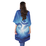 Mantra Om Print Open Front Beach Cover Up