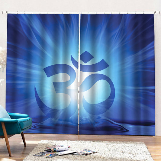 Mantra Om Print Pencil Pleat Curtains