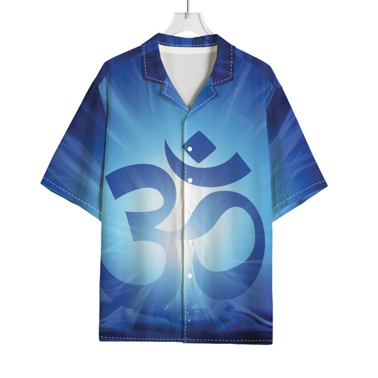Mantra Om Print Rayon Hawaiian Shirt