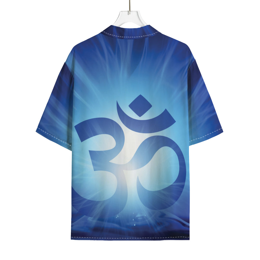 Mantra Om Print Rayon Hawaiian Shirt