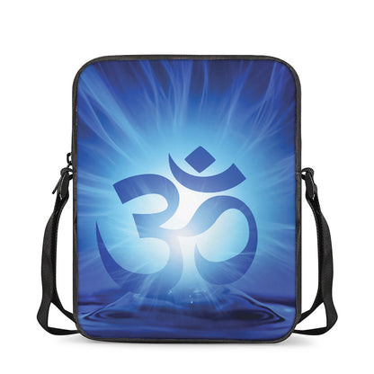 Mantra Om Print Rectangular Crossbody Bag
