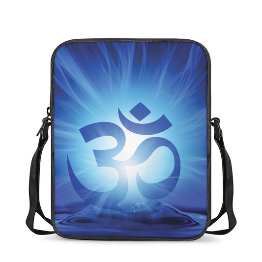 Mantra Om Print Rectangular Crossbody Bag