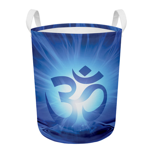 Mantra Om Print Round Laundry Basket