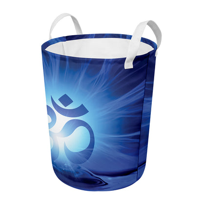 Mantra Om Print Round Laundry Basket