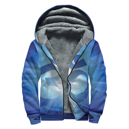 Mantra Om Print Sherpa Lined Zip Up Hoodie
