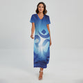 Mantra Om Print Short Sleeve Maxi Dress