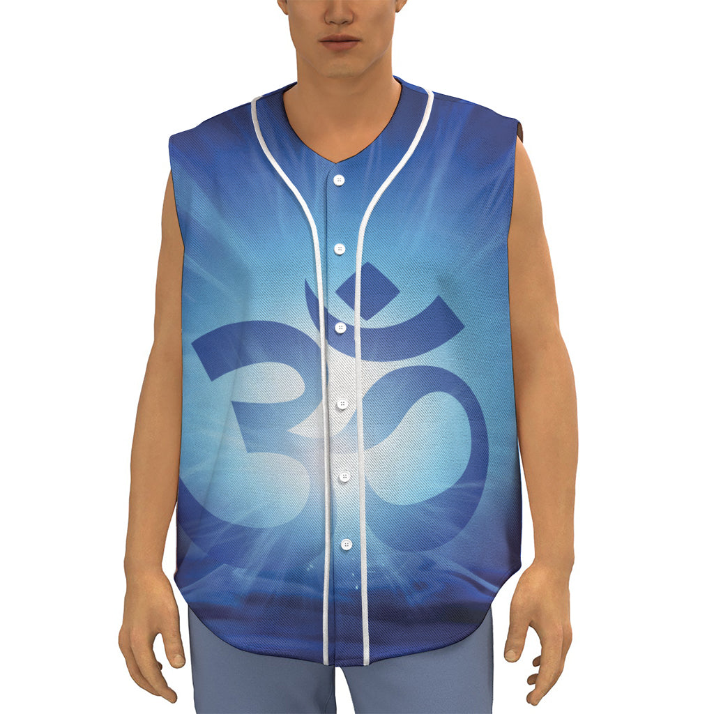 Mantra Om Print Sleeveless Baseball Jersey