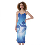 Mantra Om Print Slim Fit Midi Cami Dress