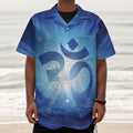 Mantra Om Print Textured Short Sleeve Shirt