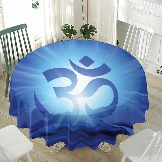 Mantra Om Print Waterproof Round Tablecloth