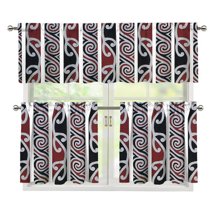 Maori Fence Print 3 Piece Kitchen Curtains