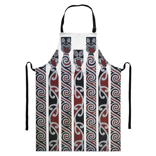 Maori Fence Print Bib Apron With Pocket