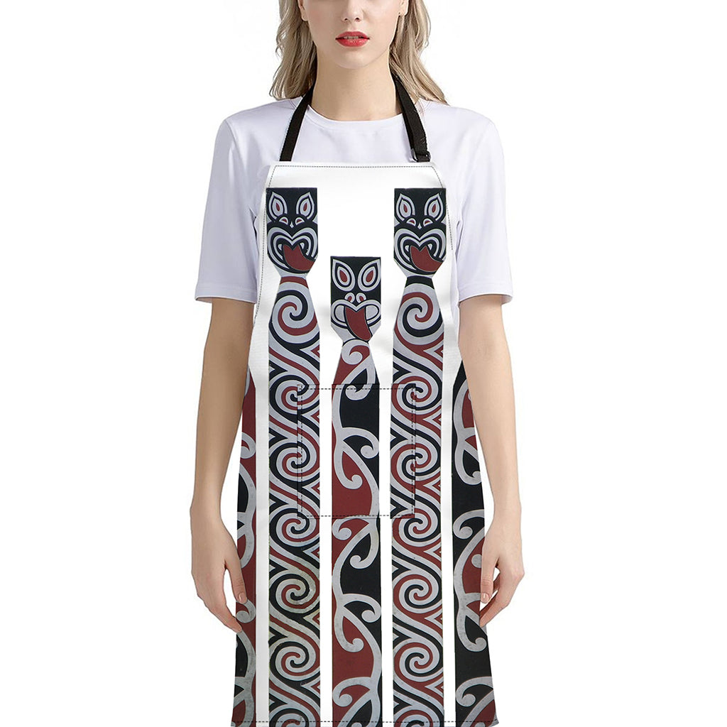 Maori Fence Print Bib Apron With Pocket