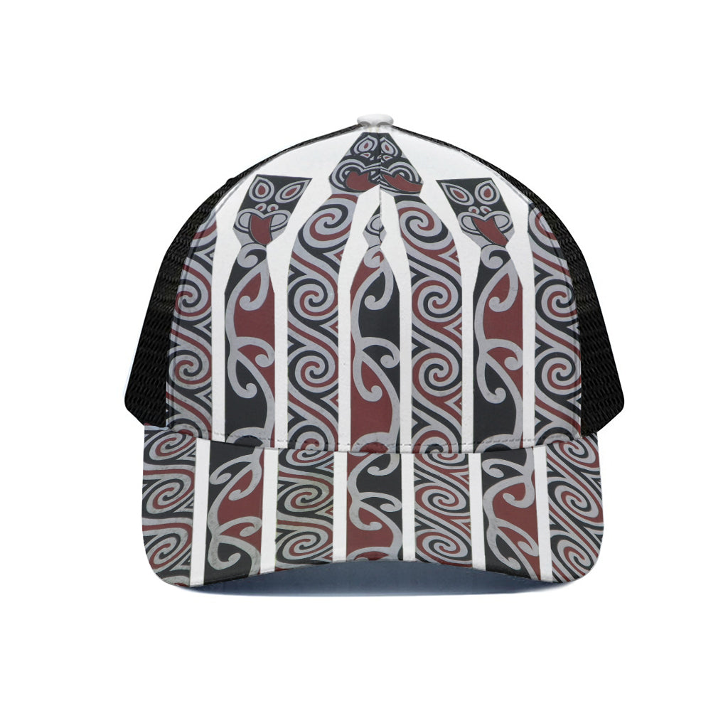 Maori Fence Print Black Mesh Trucker Cap