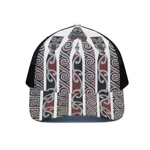 Maori Fence Print Black Mesh Trucker Cap