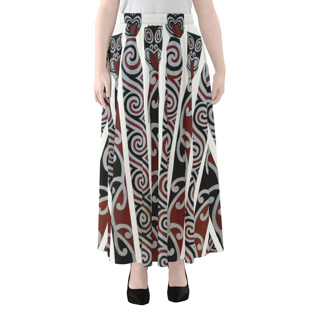 Maori Fence Print Chiffon Maxi Skirt