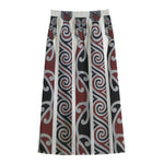 Maori Fence Print Cotton Front Slit Maxi Skirt