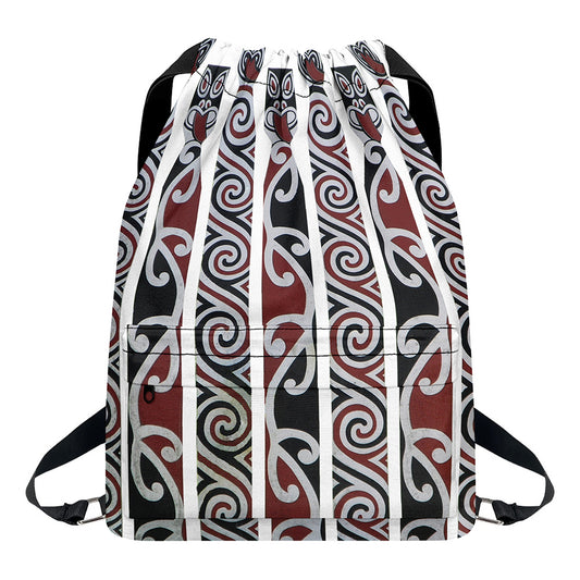 Maori Fence Print Drawstring Backpack