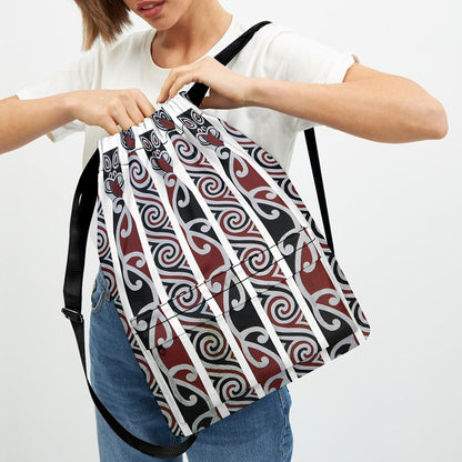 Maori Fence Print Drawstring Backpack