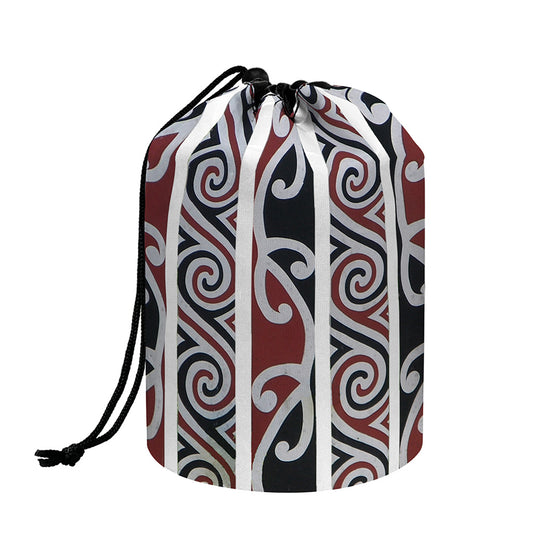 Maori Fence Print Drawstring Makeup Bag