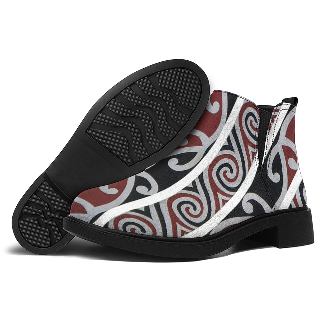 Maori Fence Print Flat Ankle Boots