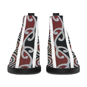 Maori Fence Print Flat Ankle Boots