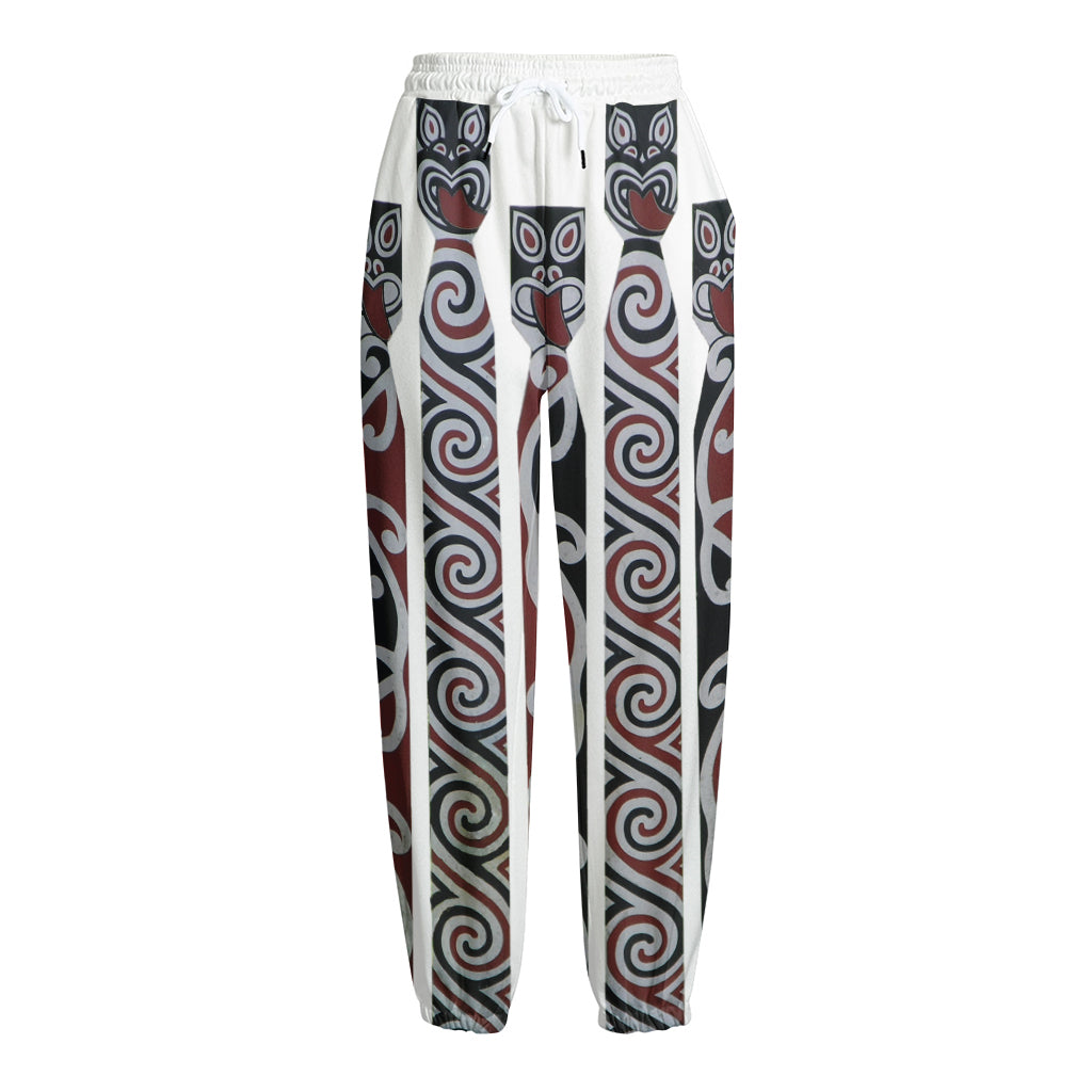 Maori Fence Print Fleece Lined Knit Pants