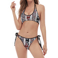 Maori Fence Print Halter Scoop Tie Side Bikini