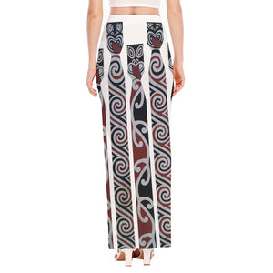 Maori Fence Print High Slit Maxi Skirt