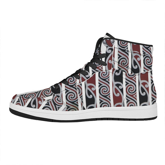 Maori Fence Print High Top Leather Sneakers