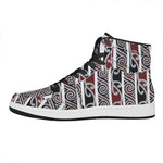 Maori Fence Print High Top Leather Sneakers