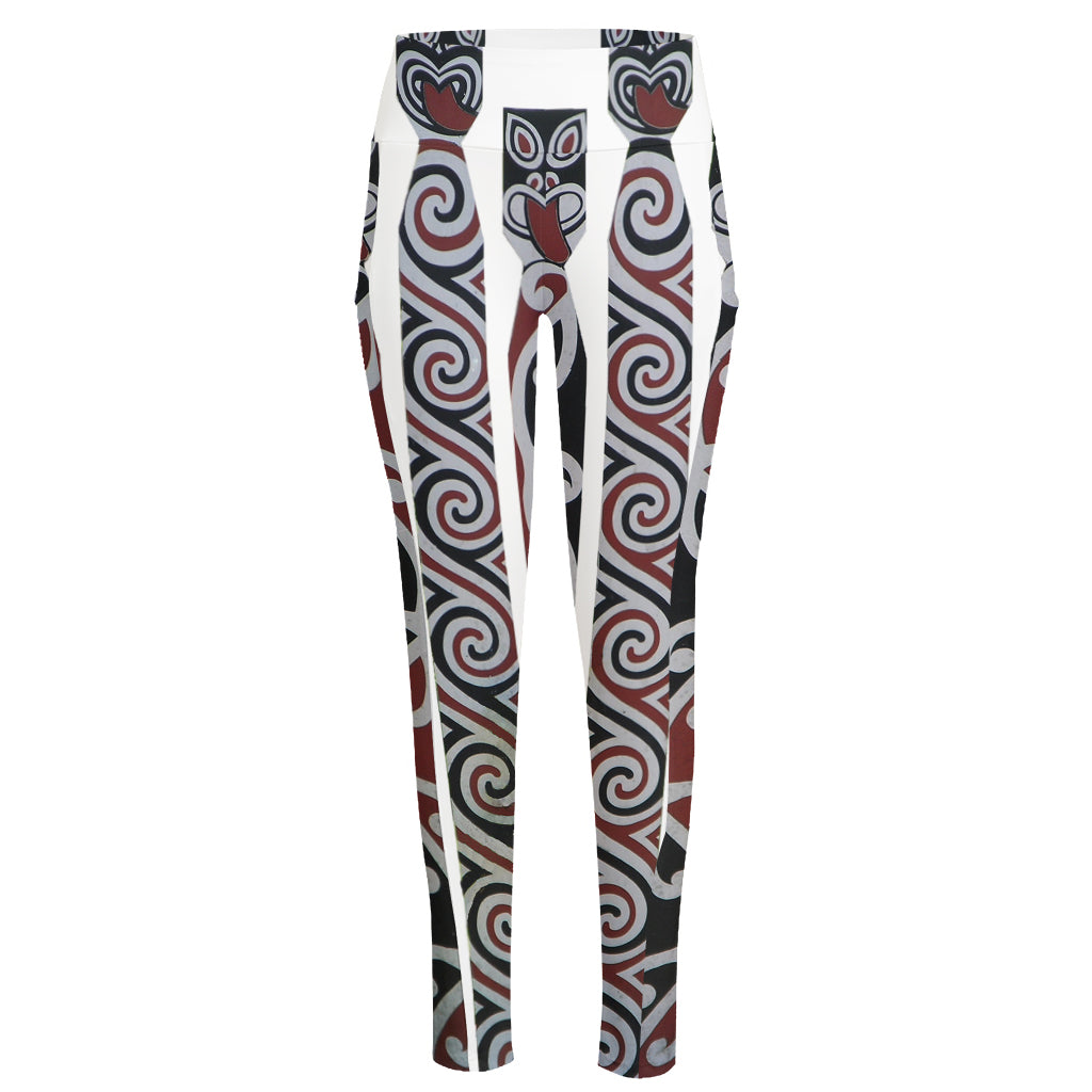 Maori Fence Print High-Waisted Pocket Leggings