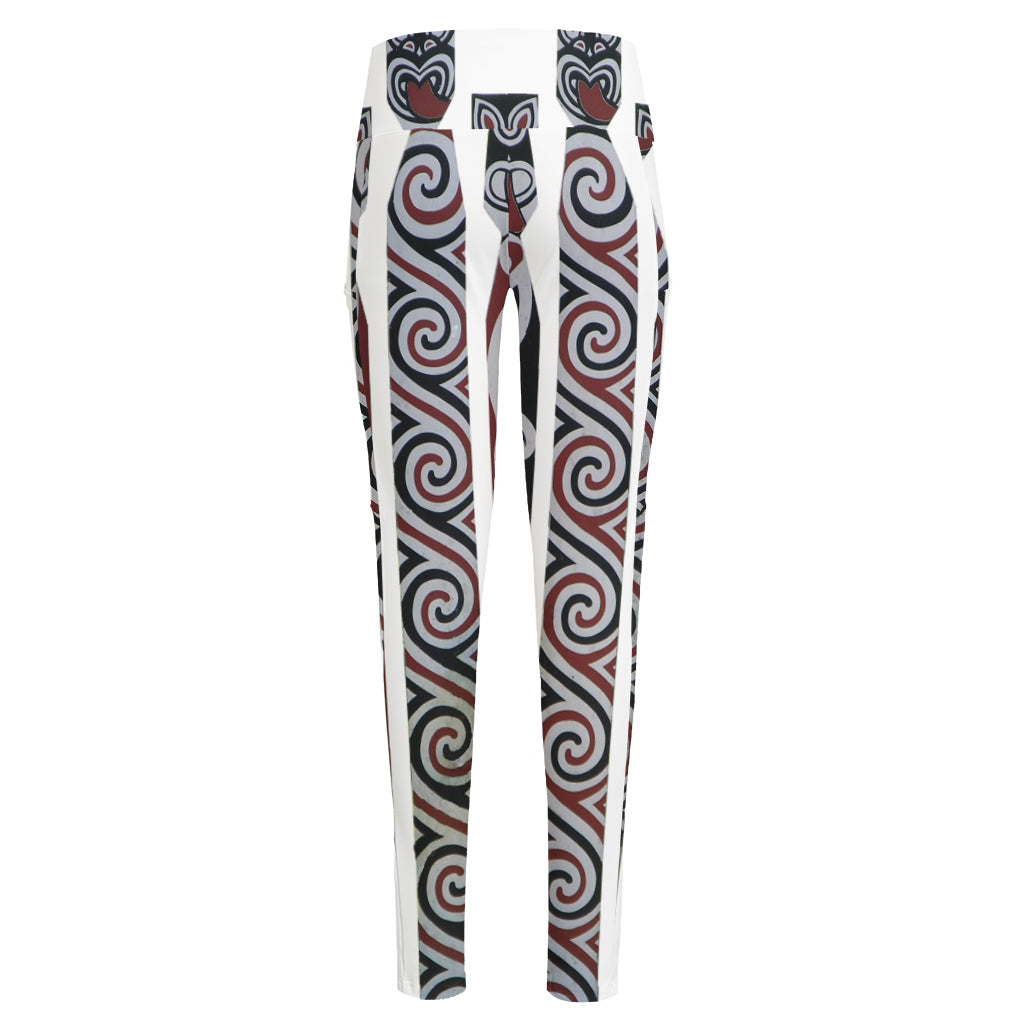 Maori Fence Print High-Waisted Pocket Leggings