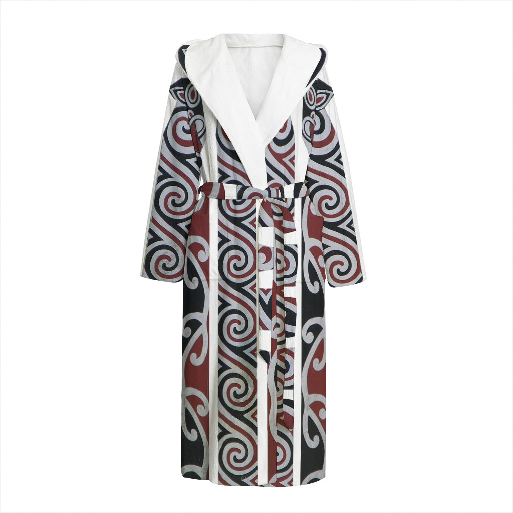 Maori Fence Print Hooded Bathrobe